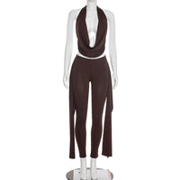 Neck-hanging Sleeveless Backless Top With A Draping Neckline Paired With Pants