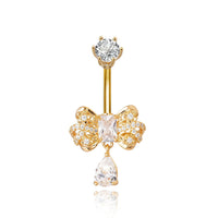 Personalized Zircon Butterfly Round Belly Button Ring