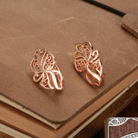 Fashion 585 Rose Gold Earrings Minimalist Design Hollow Carved Women's Earrings
