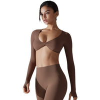 Deep V-neck Figure-hugging Breathable Cross-over Yoga Wear