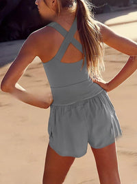Hollow-out Cross Back Loose Comfortable Fitness Jumpsuit