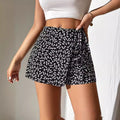 Floral Lace-Up High-Waist Casual All-Match Shorts Casual Fashion Womens Wear