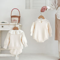 Baby Girl's Hand Hook Ball Round Neck Pullover Sweater