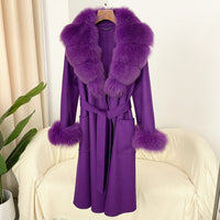 Double-sided Water Ripple Woolen Coat For Women