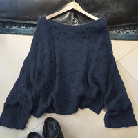 Cutout Blouse Thin Loose High-end All-matching Youthful-looking Pullover Knitted Top