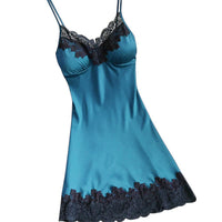 Large Size Sexy Suspender Dress Satin Lace Stitching Nightdress