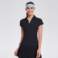 Cool-feel Athletic Polo-Neck Sports Top For Women