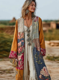 Elegant Long Flared Dress With Floral Print For Summer