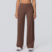 Double-sided Brushed Solid-color High-waisted Loose-fitting Breathable Yoga Wide-leg Pants