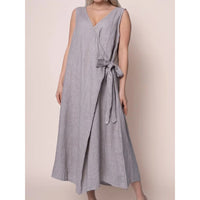 Womens Sleeveless Maxi Dress With V-Neck Side Ties