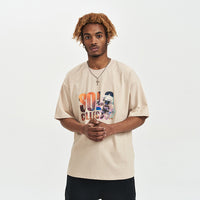 Astronaut Print Short Sleeve Loose T-shirt Men