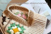 Mohair Contrast Color Niche Hand Crocheting Knitted Neckerchief One Sleeve Cap Warm Wool Hat