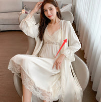 Lace Princess Style French Court Slip Nightdress Two-piece Set