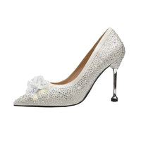 Fashion Pointed Shallow Mouth Rhinestone Sexy High Heels Look Thin