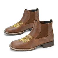 Embroidered Slip-on Chelsea Boots Men's Martin Boots