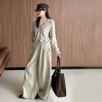 Women's Polyester Knitted V-neck Cardigan Sweater