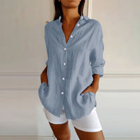 New Women's Spring And Summer Long Sleeves Plaid Printed Shirt