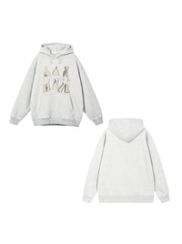 Men's And Women's Fashion Retro Black And Gray Three-person Shadow Hooded Sweater
