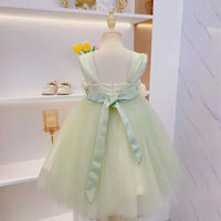 Girls' Fashionable Temperament Mesh Flower Dress
