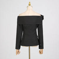 French-style Off-shoulder Blazer Womens Short Style