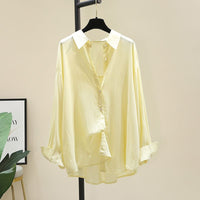 Outerwear Drapey Tencel Cotton Shirt Womens Korean-Style Loose Casual