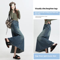 Fashionable With Side-slit Denim Skirt For Women