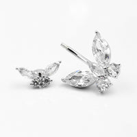 S925 Silver Belly Ring Puncture Zircon Double-headed Butterfly Navel Stud