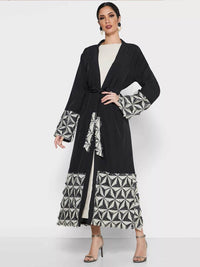 Spliced Lace Up Dubai Arab Cardigan Robe