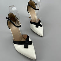 French Elegant Pointed Toe Bow High Heels
