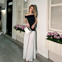 Off-Shoulder Tube Top Waist-Cinching Slimming Loose Long Dress For Women