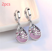 925 Silver-Plated Fashion Trend Moonlight Opal Totem Ear Jewelry Earrings Earrings Women's Wishing Pool Personality Earrings