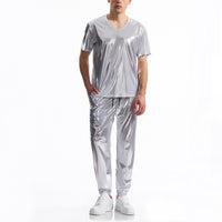 Men's Bright Surface Bronzing Disco Suit Model