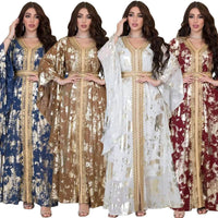 Muslim Chiffon Bronzing Robe Containing Belt Dress