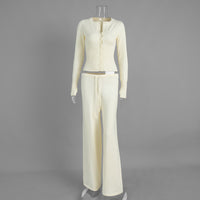 Fashionable Slim-Fit Long-Sleeve Low-Waist Pants Sweater Set