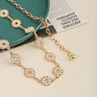 Women's Rhinestone Hollowed-out Metal Waist Chain Circle Gold Silver Chain Shiny Senior Sense Of Everything Dress