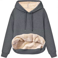 Womens Warm Fleece Pocketed Hooded Sweatshirt For Sports