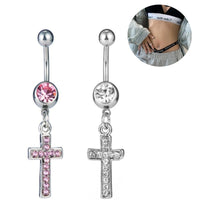Stainless Steel Navel Stud Cross Diamond Belly Ring Human Body Puncture Navel Buckle