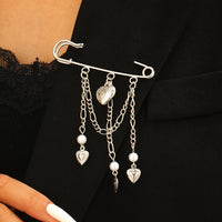 Heart-shaped Rivet Star Four-Pointed Star Tassel Brooch