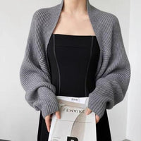 Knitted Cardigan Coat Female Batwing Sleeve Sweater Short Temperamental