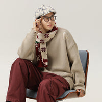 Retro Hollow-out Ripped Design Round Neck Sweater