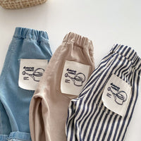 Boys' Japanese Style Stripe Printed Casual Trousers