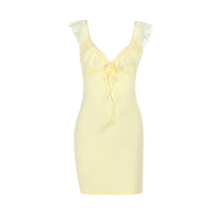 Lotus Leaf Edge Lace Up Backless Lace Up Dress