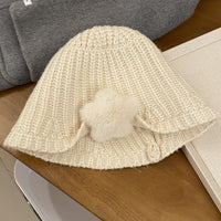 Korean-style Cute Plush Star Knitted Bucket Hat