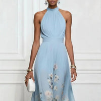 V-neck Waist Trimming Ruffles Elegant Dress