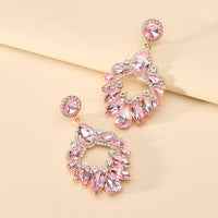Crystal Wreath Drop Earrings Sparkly Rhinestone Statement Jewelry For Women Wedding Party Prom Festival Daily Wear