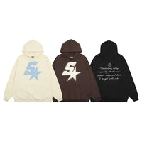 Retro Leather Embroidered Hot Fix Rhinestone Hooded Sweater