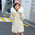 Middle And Large Children's Cotton Coats In The Long Style With Velvet Liner