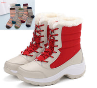 Snow Boots Female High To Help Waterproof Ladies Cotton Plus Velvet Shoes