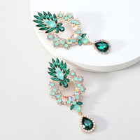Luxury Full Rhinestone Teardrop Pendant Large Earrings Elegant Fashion Statement Jewelry Women Party Prom Wedding Accessories