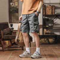 Men's Multi-Pocket Cargo Shorts Retro Loose Straight-Leg Casual Style
